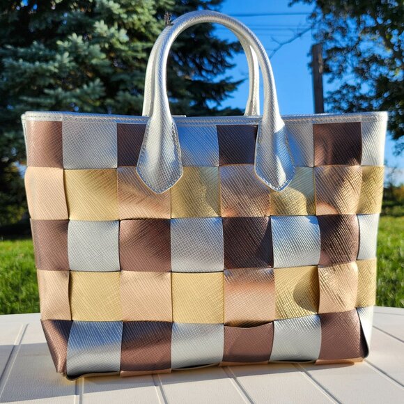 STUNNING GUM GIANNI CHIARINI DESIGN Metallic Woven Handbag Purse BNWT Italy - Picture 10 of 11